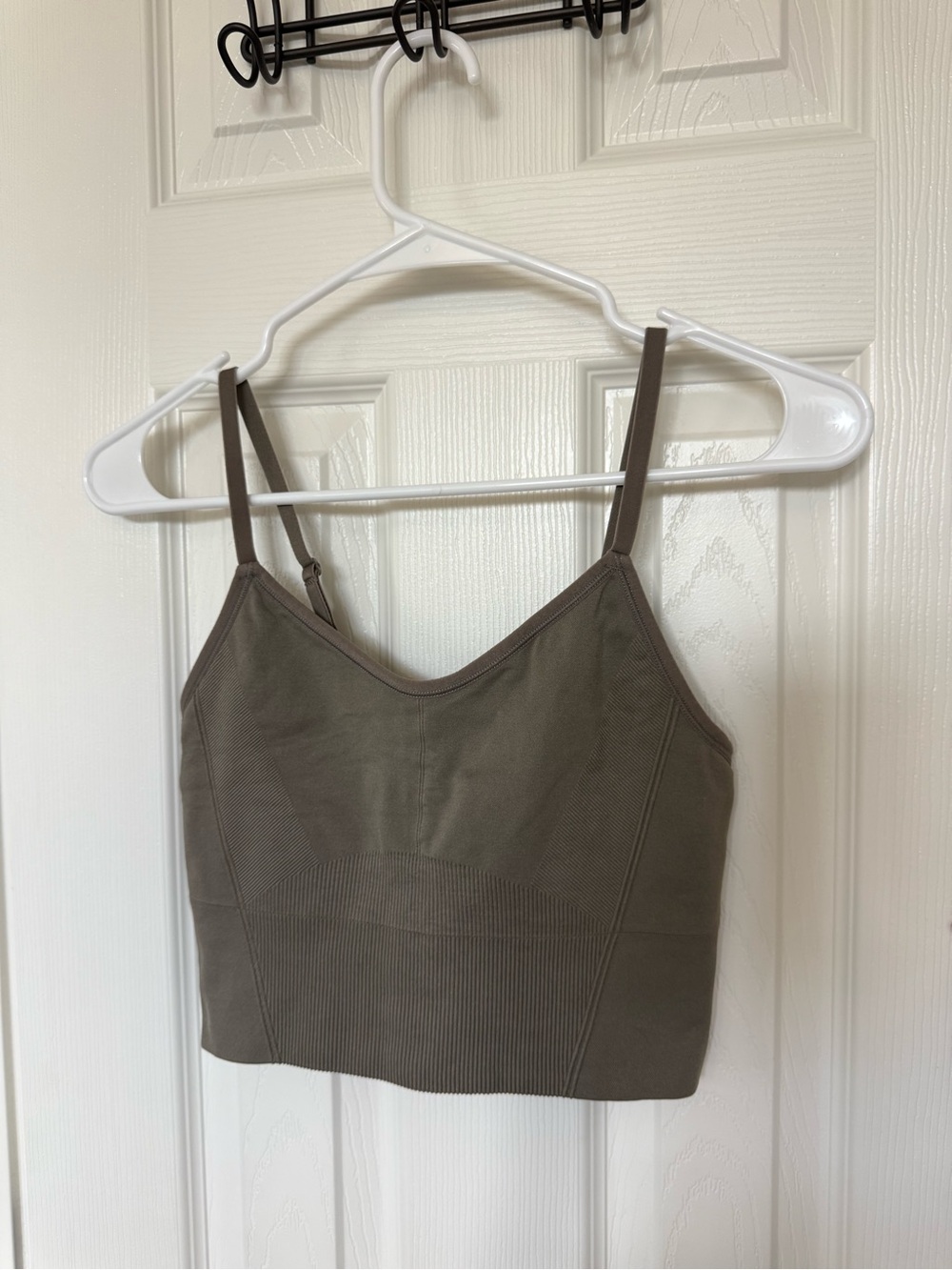 all in motion Olive Ribbed Cropped Cami Tank Top